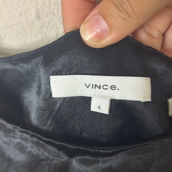 Vince Sleeveless Satin Slip Midi Dress in Black Scoop Neck size 6 - Picture 3 of 10